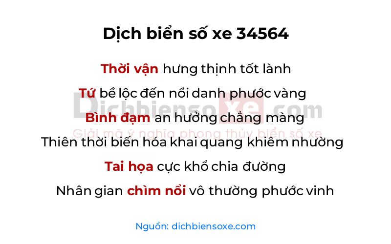 Dịch thơ biển số 34564
