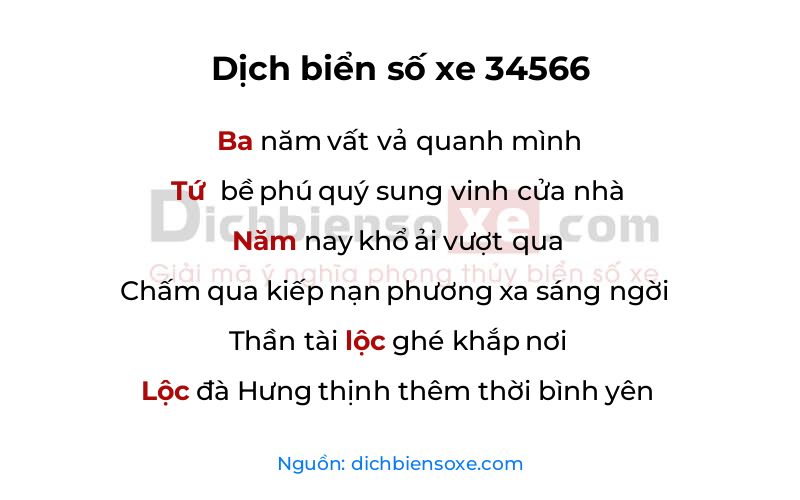 Dịch thơ biển số 34566