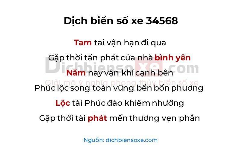 Dịch thơ biển số 34568
