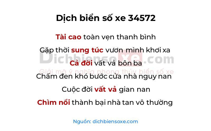 Dịch thơ biển số 34572