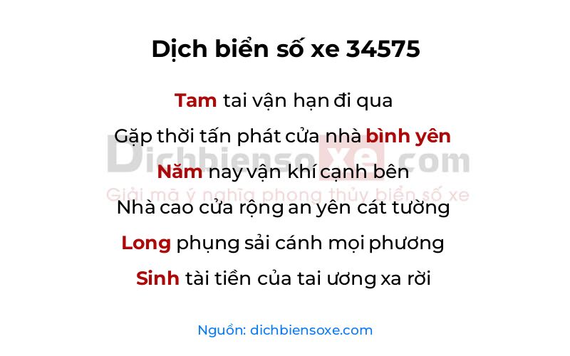 Dịch thơ biển số 34575