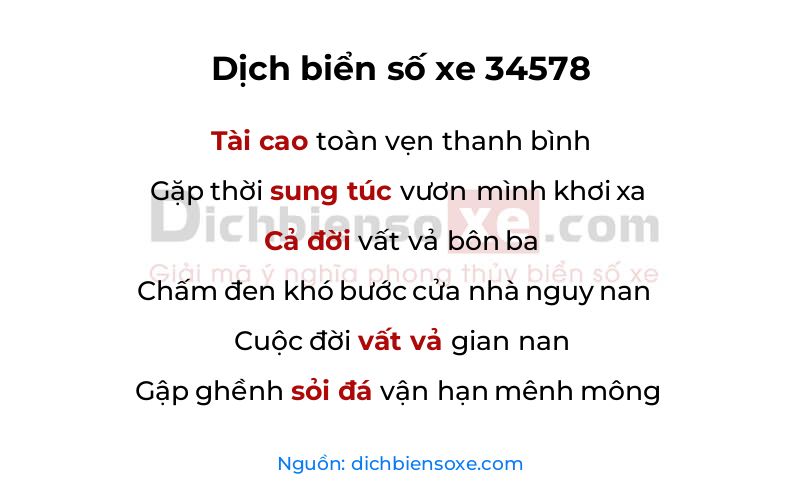 Dịch thơ biển số 34578