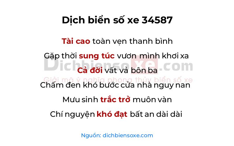 Dịch thơ biển số 34587