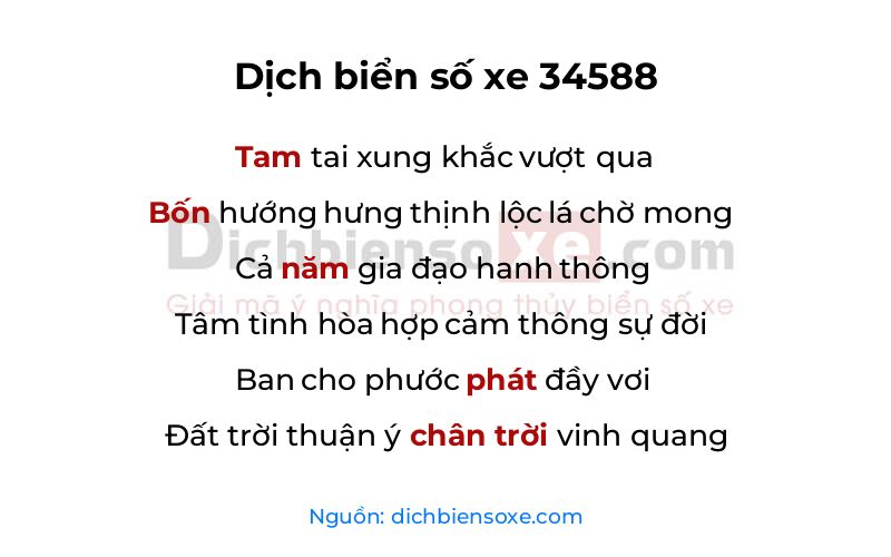 Dịch thơ biển số 34588
