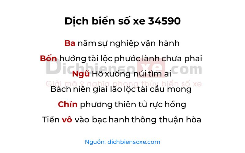 Dịch thơ biển số 34590