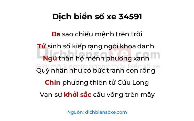Dịch thơ biển số 34591