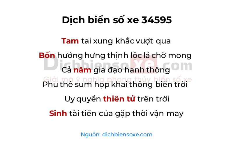 Dịch thơ biển số 34595