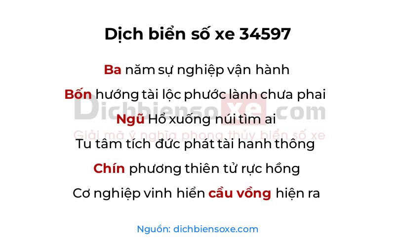 Dịch thơ biển số 34597