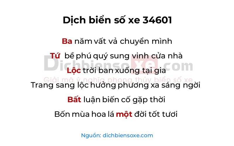 Dịch thơ biển số 34601