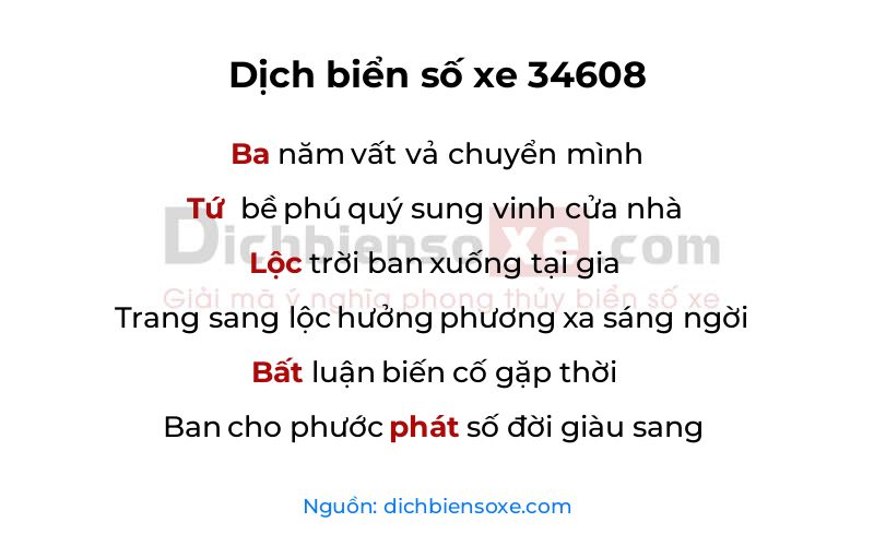 Dịch thơ biển số 34608