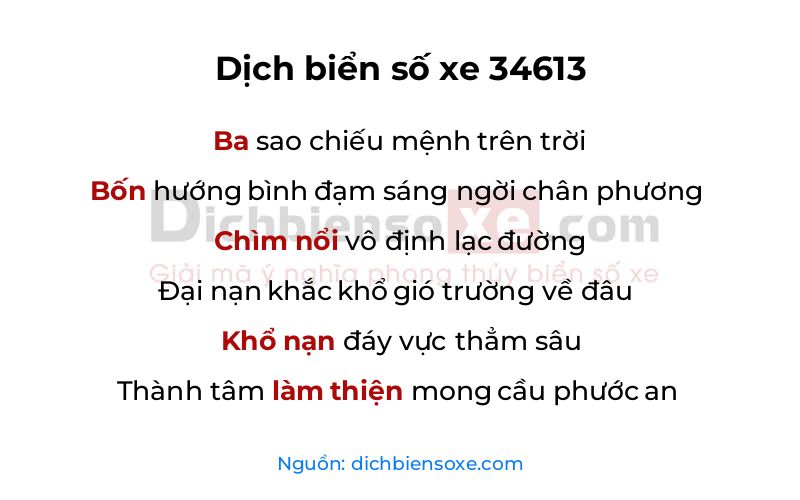 Dịch thơ biển số 34613