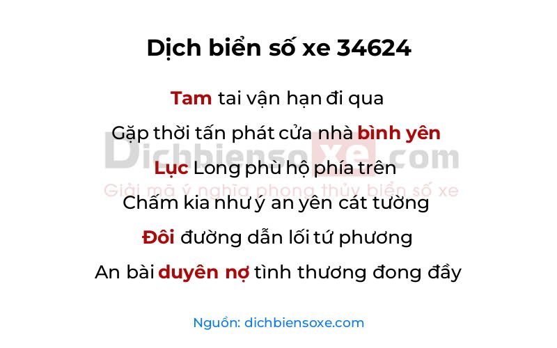 Dịch thơ biển số 34624
