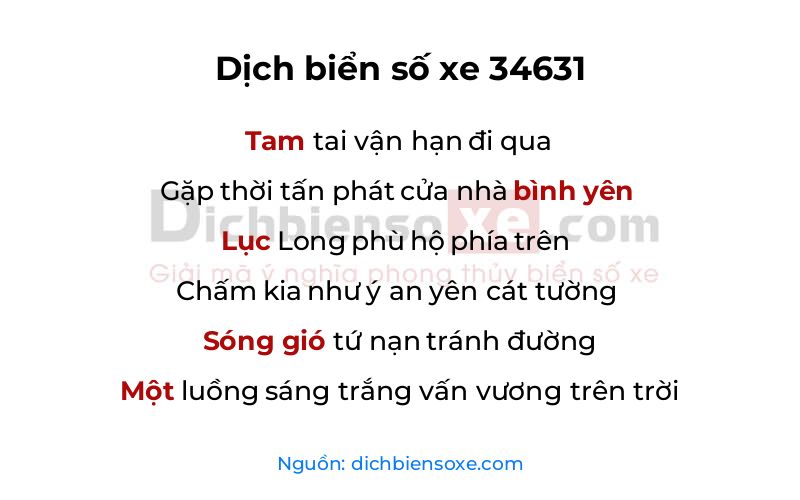 Dịch thơ biển số 34631