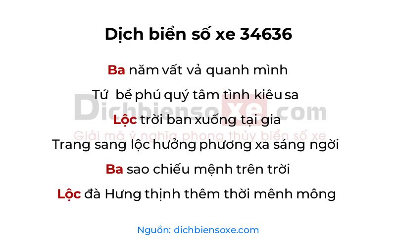 Dịch thơ biển số 34636