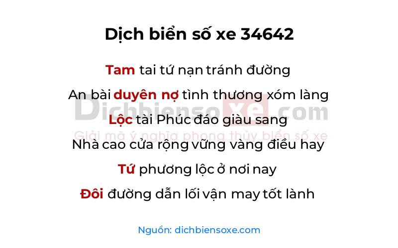 Dịch thơ biển số 34642