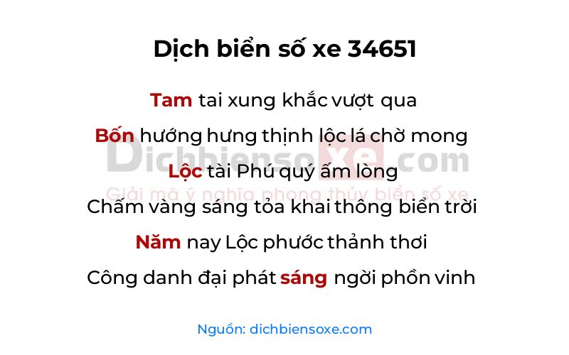 Dịch thơ biển số 34651