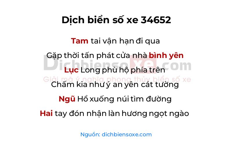 Dịch thơ biển số 34652
