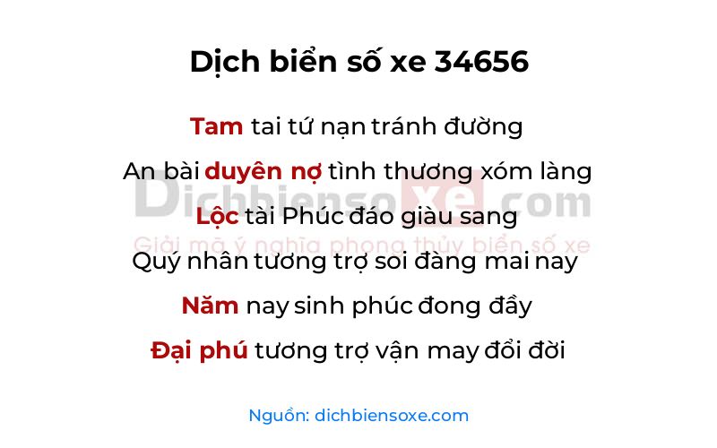Dịch thơ biển số 34656