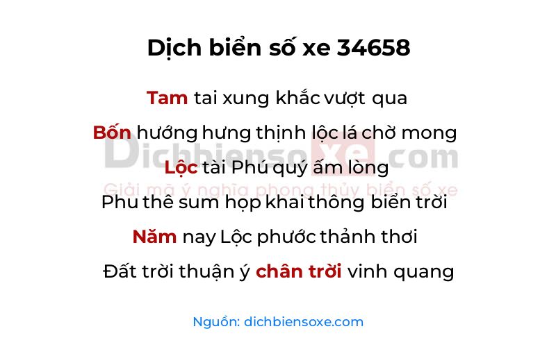 Dịch thơ biển số 34658