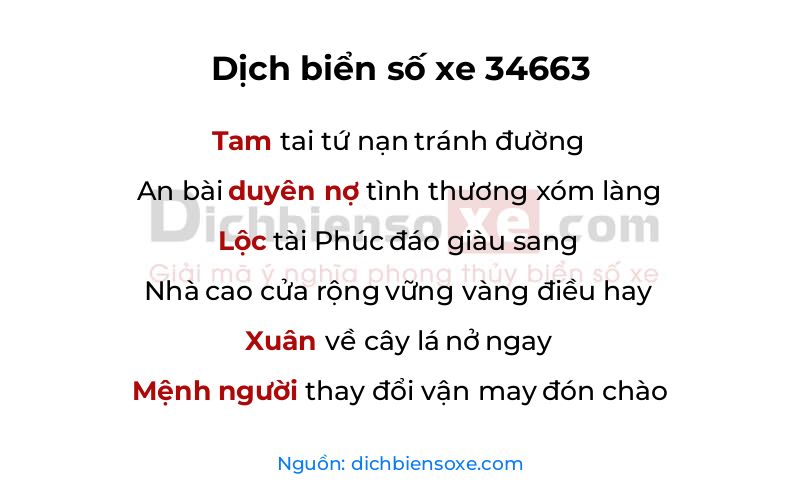 Dịch thơ biển số 34663