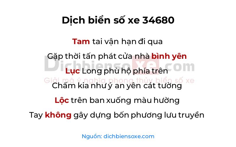 Dịch thơ biển số 34680