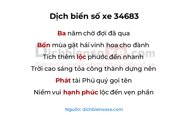 Dịch thơ biển số 34683