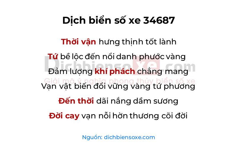 Dịch thơ biển số 34687