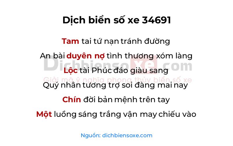 Dịch thơ biển số 34691