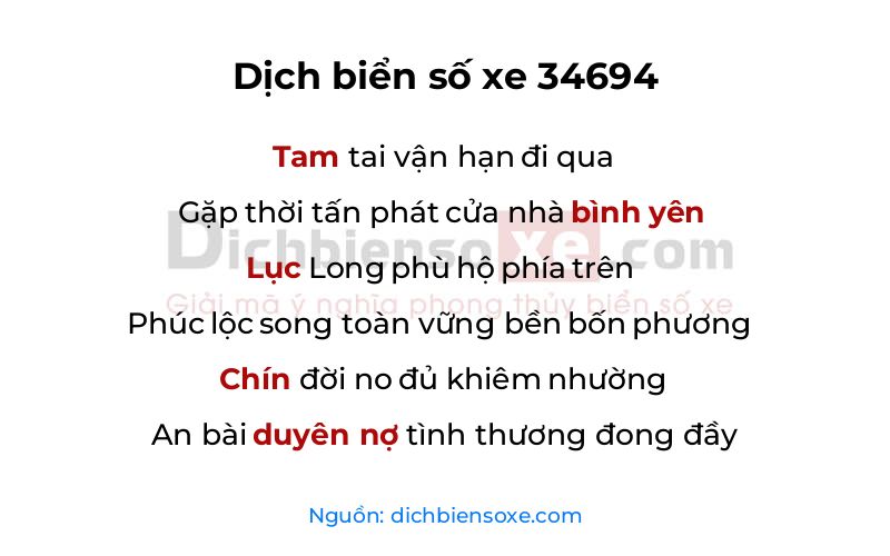 Dịch thơ biển số 34694