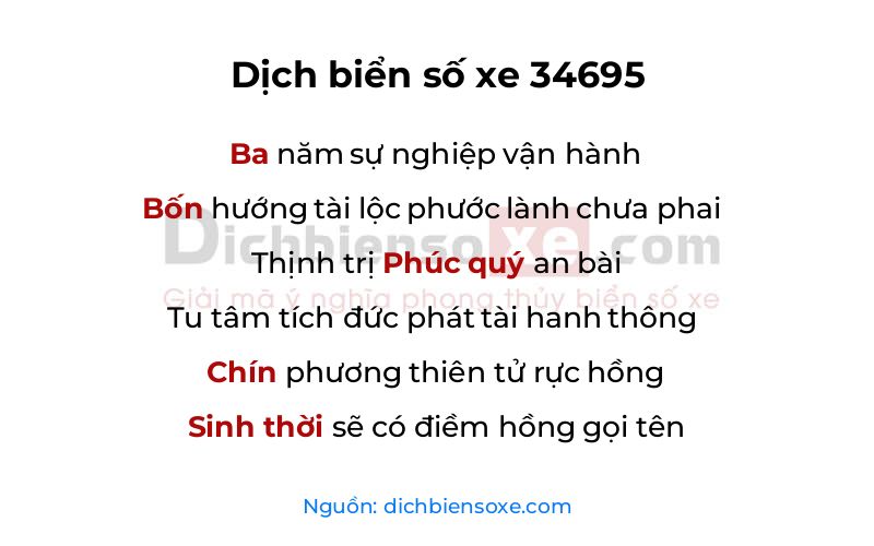 Dịch thơ biển số 34695