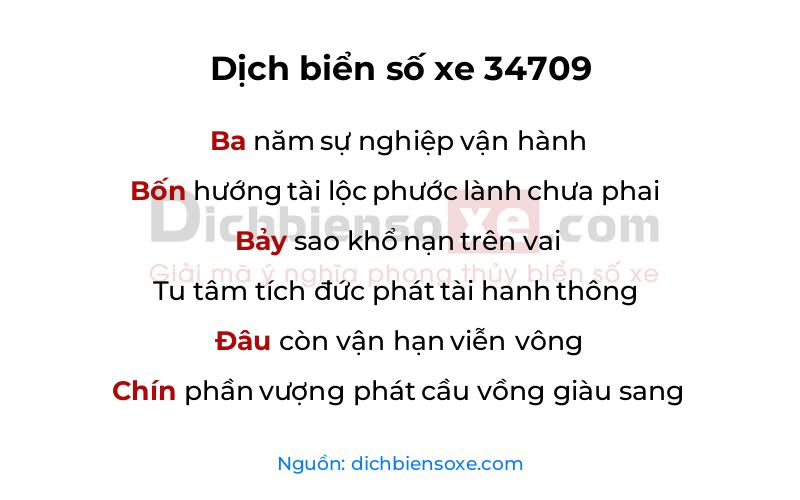 Dịch thơ biển số 34709