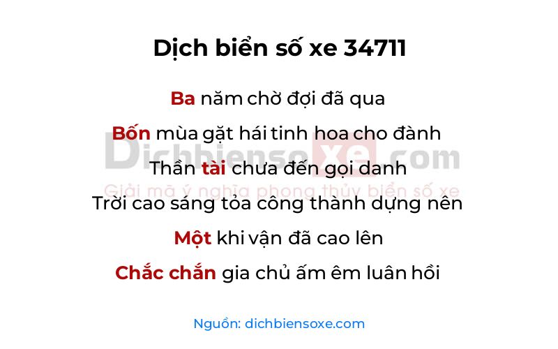 Dịch thơ biển số 34711