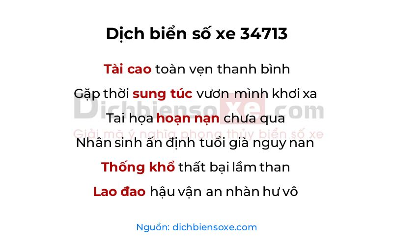 Dịch thơ biển số 34713