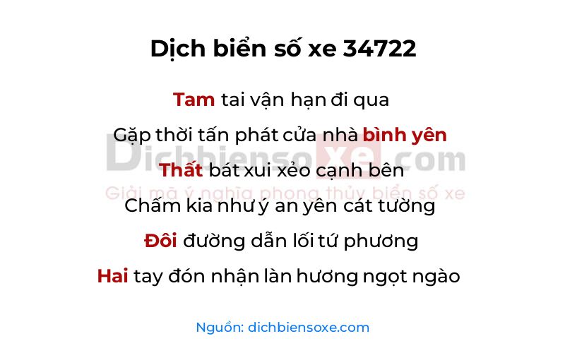 Dịch thơ biển số 34722