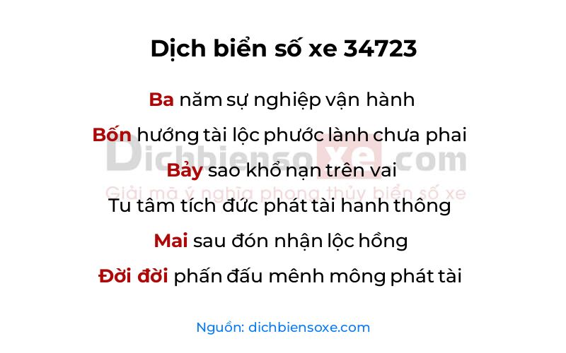 Dịch thơ biển số 34723