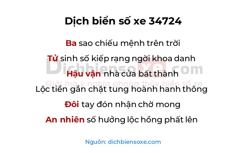Dịch thơ biển số 34724