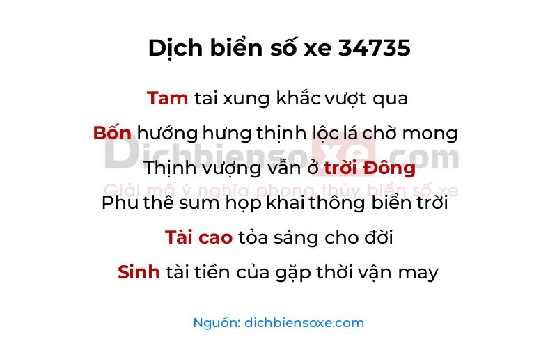 Dịch thơ biển số 34735