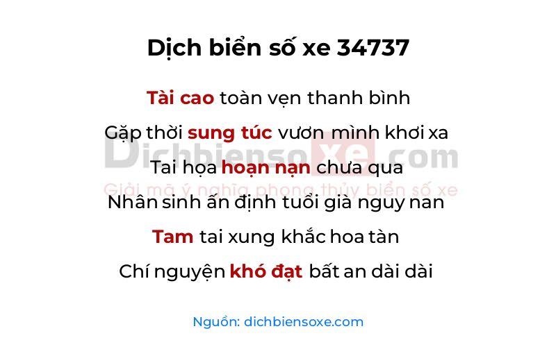 Dịch thơ biển số 34737