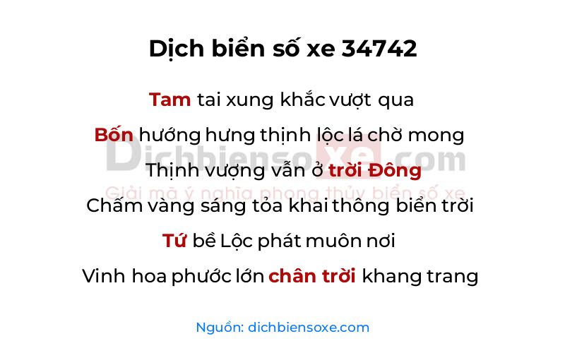 Dịch thơ biển số 34742