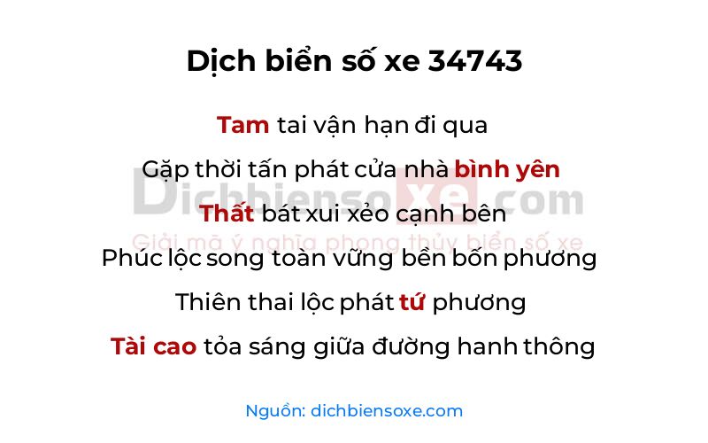 Dịch thơ biển số 34743