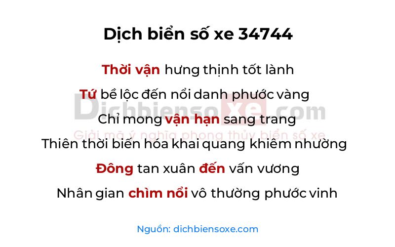 Dịch thơ biển số 34744