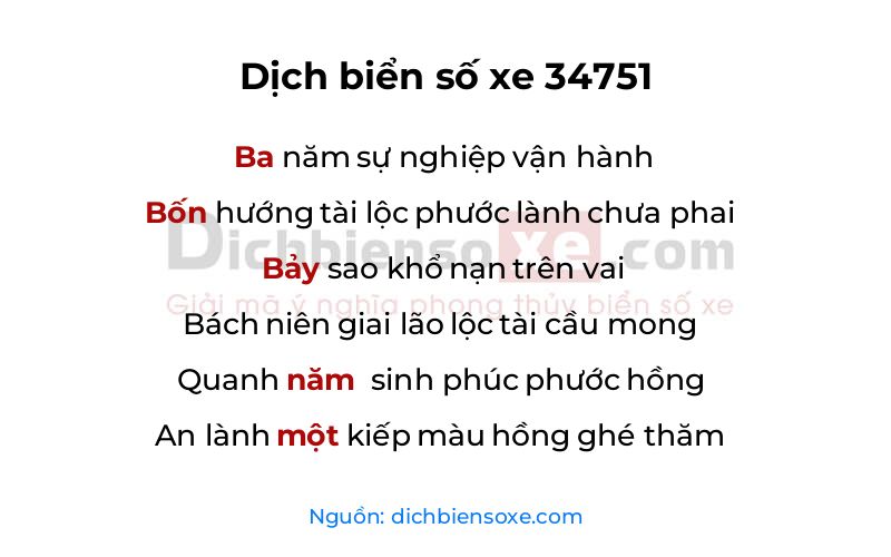 Dịch thơ biển số 34751