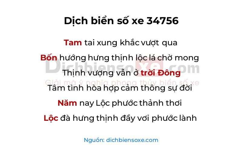 Dịch thơ biển số 34756