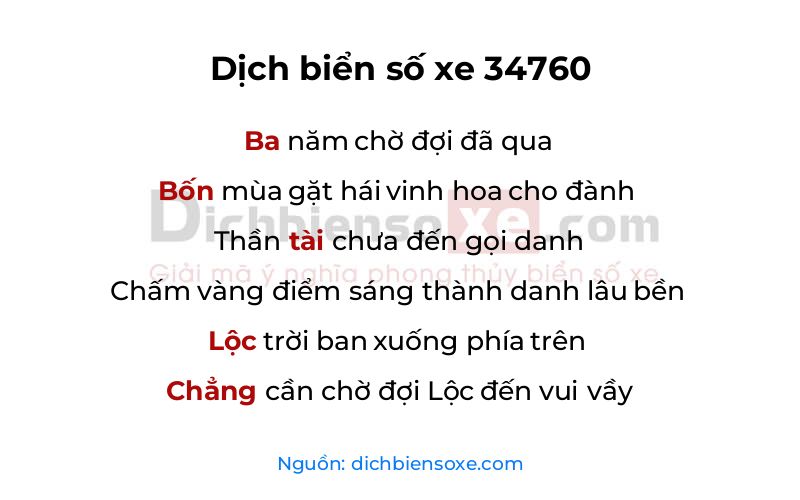 Dịch thơ biển số 34760