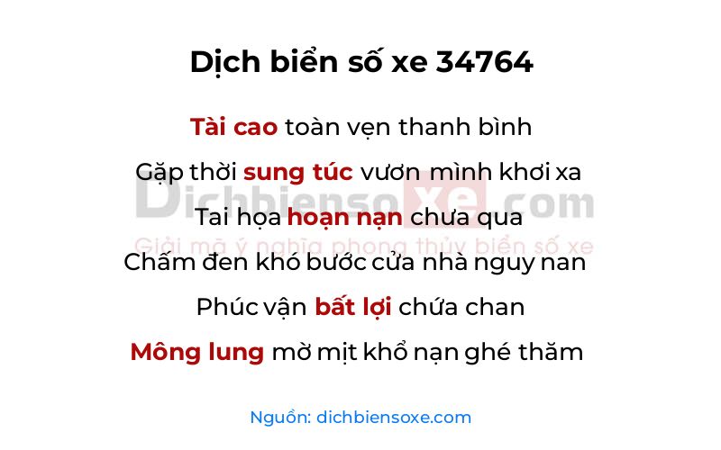 Dịch thơ biển số 34764