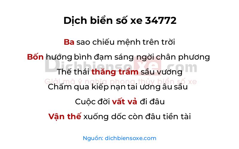 Dịch thơ biển số 34772