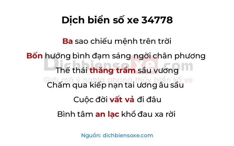 Dịch thơ biển số 34778