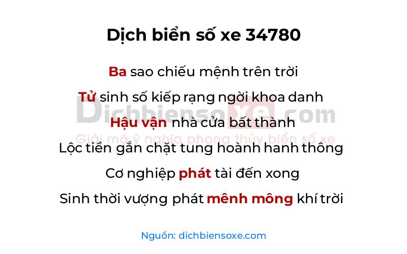 Dịch thơ biển số 34780