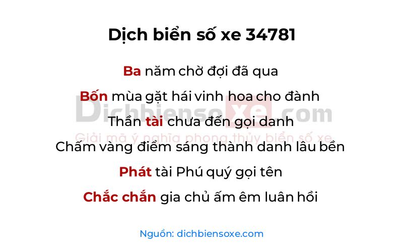 Dịch thơ biển số 34781