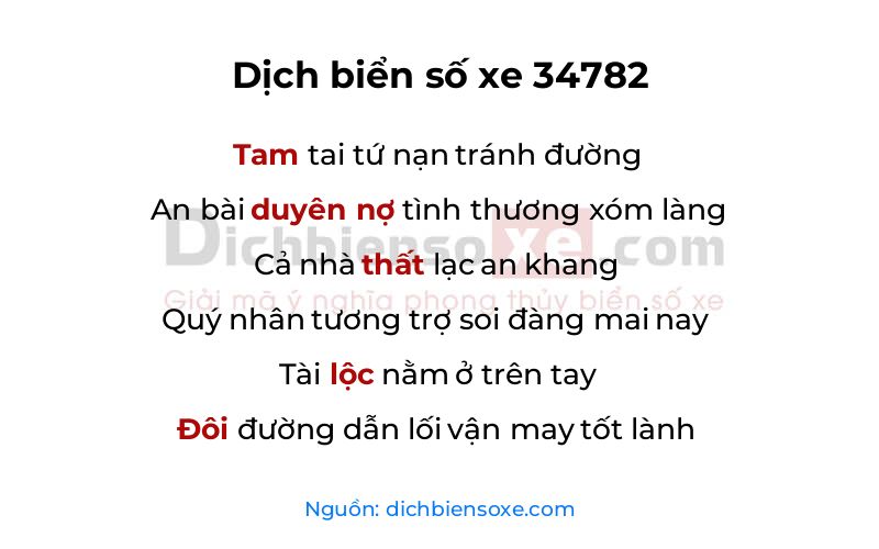 Dịch thơ biển số 34782
